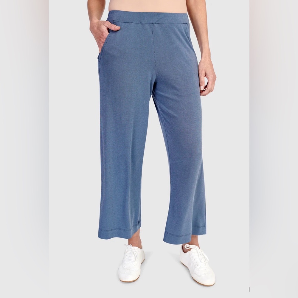Alembika Essential Women’s Minimalist Ribbed Cotton Lounge Pant in Blue Mist XL